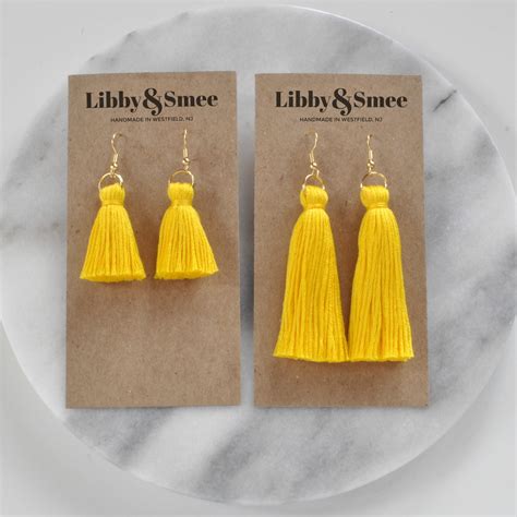 Yellow Tassel Earrings Bright Yellow Earrings Best Ts For Etsy