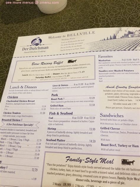 Online Menu of Der Dutchman Restaurant, Bellville, Ohio, 44813 - Zmenu