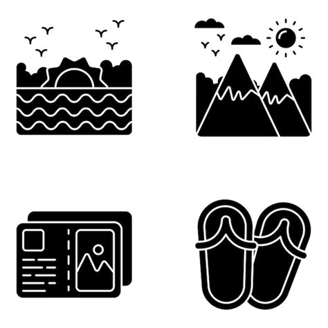 Pack De Iconos De Glifos De Viajes Y Aventuras Vector Premium