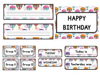 400 Watercolor Hot Air Balloons Classroom Décor Pack 557 25 Resources Set 1