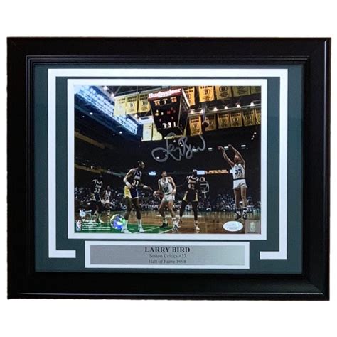 Larry Bird Signed Celtics Custom Framed Photo JSA Bird Pristine