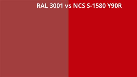 Ral 3001 Vs Ncs S 1580 Y90r Ral Colour Chart Uk