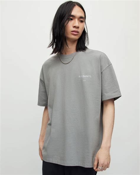 Underground Oversized Crew Neck T Shirt Metallic Grey Allsaints