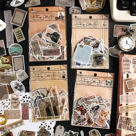 Journamm Pcs Pack Vintage Scrapbooking Sticker Washi Paper Diy Photo