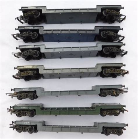 Assorted Tri Ang Hornby Oo Gauge Bogie Well Wagons Grey Blue