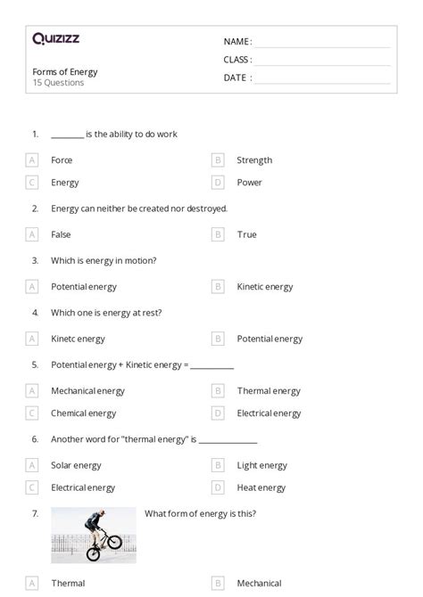 50 Energy Worksheets For 2nd Class On Quizizz Free And Printable