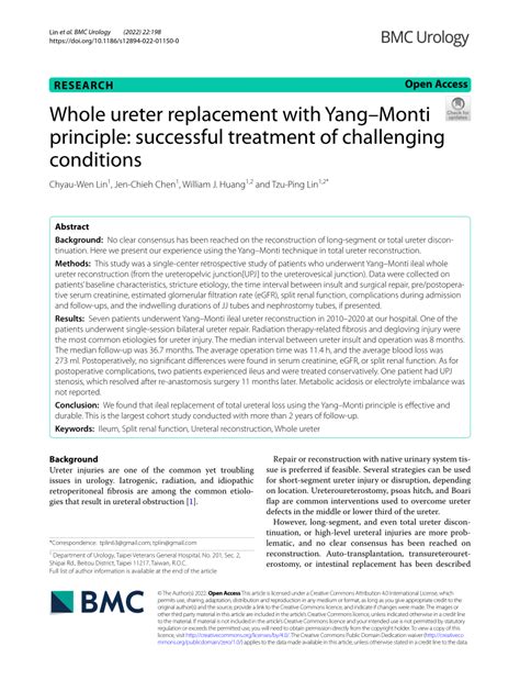 Pdf Whole Ureter Replacement With Yangmonti Principle Successful