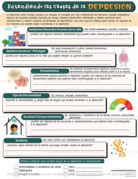 Understanding Causes Of Depression Worksheet (Spanish Version) – Mental