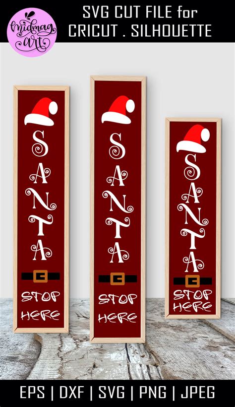 Santa Stop Here Svg Santa Porch Sign Svg Christmas Porch Sign Svg By