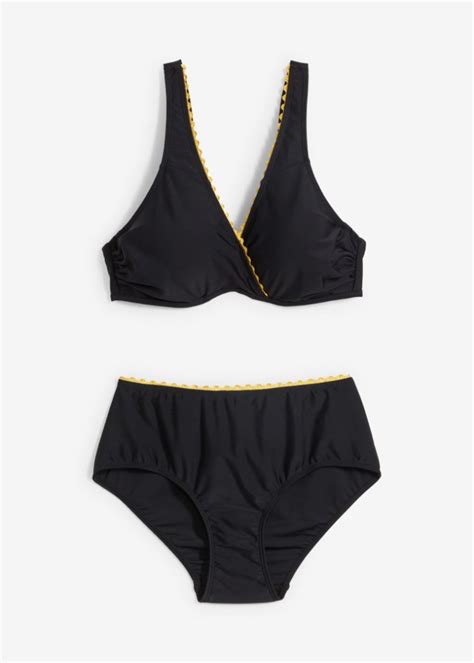 Edler B Gel Bikini Mit Goldener Wellenkante Schwarz Cup E