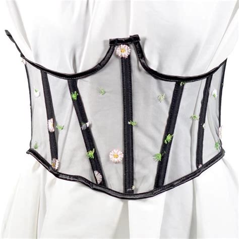 Corset Court Brod Lacets No Black Lingerie Sexy Blanc Cdiscount Pr T Porter