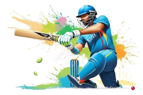 Premium Photo Illustration Of Batsman Playing Cricket Championship Sports