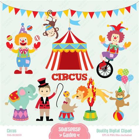 Circus Digital Clipart, Carnival Clip Art, Animal Circus Clip Art ...