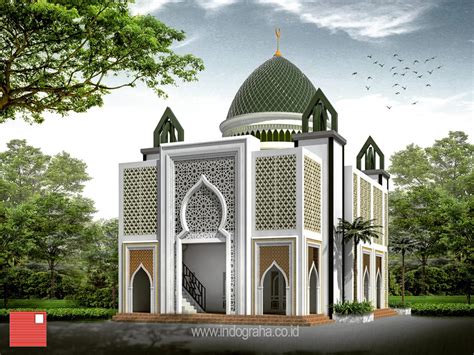 desain arsitek masjid minimalis    dinding roster ornamen