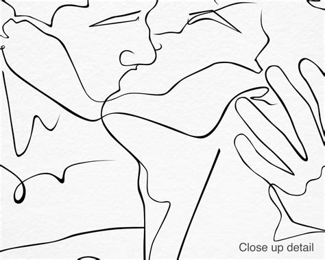 Gay Couple Kissing Print Minimal Nude Line Drawing Wall Art Etsy