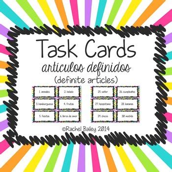 Definite Articles artículos definidos Spanish Task Card Activity