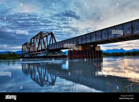 Beautiful Bridge HDR, Nighttime over the matanuska river. Alaska ...