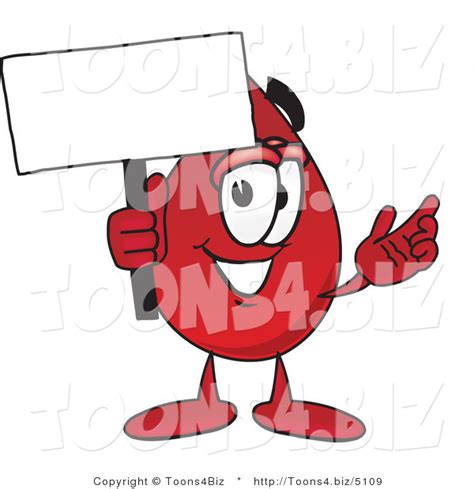 Vector Illustration Of A Cartoon Blood Droplet Mascot Holding A Blank