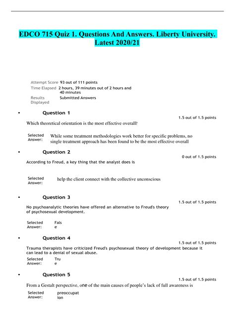 Edco Quiz Questions And Answers Liberty University Latest