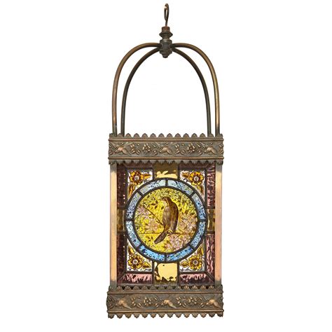 Antique Gilt And Stained Glass Hanging Lantern Mayfair Gallery