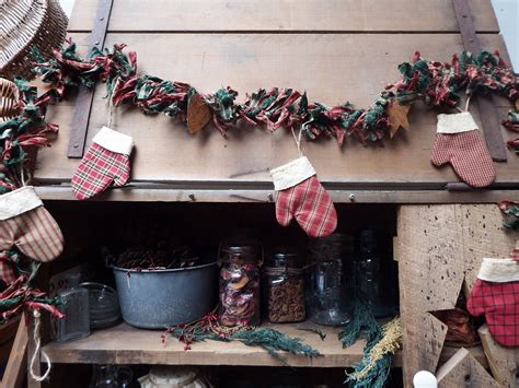 Rag Garland Country Christmas Primitive Christmas Garland Etsy