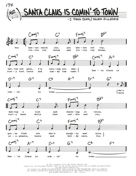 Santa Claus Is Comin To Town Sheet Music By J Fred Coots Real Book Melody Lyrics And Chords