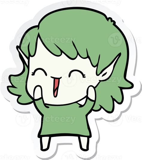 pegatina de una niña elfa de dibujos animados 45057329 PNG