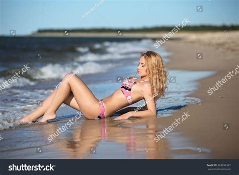 Portrait Happy Sexy Girl Pink Bikini Stock Photo Shutterstock