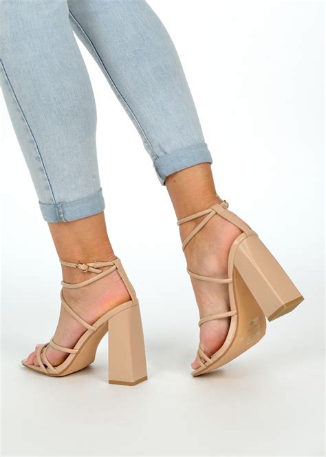 Nude Strappy Heeled Sandals Shoelace Womens Shoes Bags And Fashion
