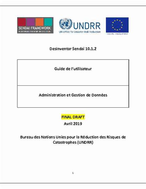 DesInventar Sendai 10 1 2 Guide De Lutilisateur Administration Et PDF