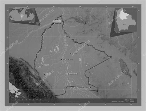 El Beni departamento de Bolivia Mapa de elevación a escala de grises