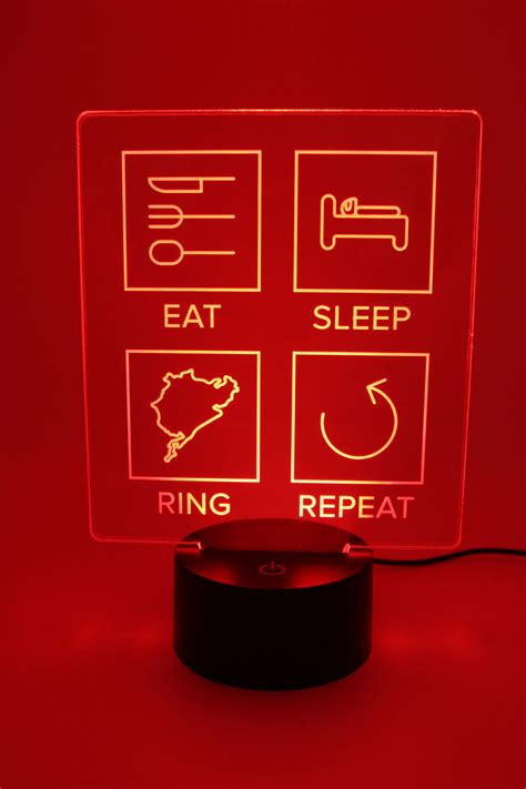 LED Lampe Eat Sleep Ring Repeat gefüllte Linien