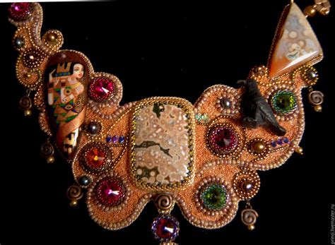 Золотое колье из бисера "Климт. Дерево жизни" в интернет-магазине на ...