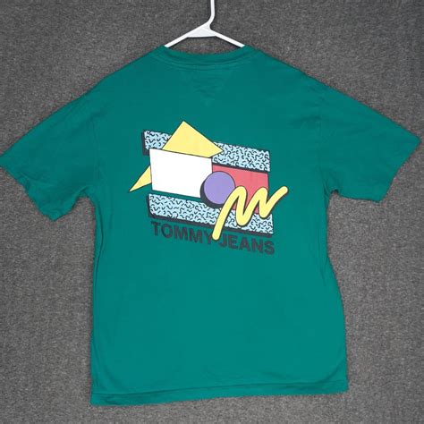 Tommy Hilfiger Tommy Jeans T Shirt Adult S Teal Green 80s Graphic Relaxed Fit Casual Mens Grailed