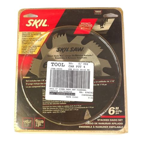 Skil 6 Stacked Dado Set 79600 Radial Table Saw Blades Woodworking