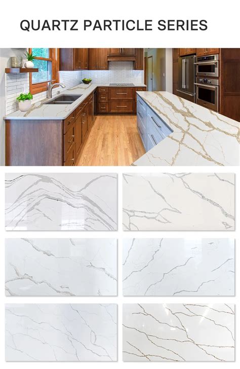 Horizon Quartz Slab Calacatta Kitchen Countertop Grey Quartz Countertop