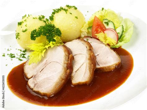 Schweinebraten Mit Kartoffelkn Del Transparent Png Background Stock