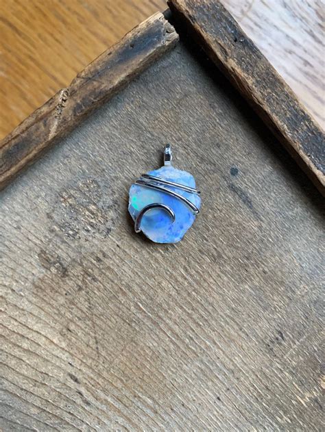 Lightning Ridge Opal In Forged Sterling Silver Pendant By