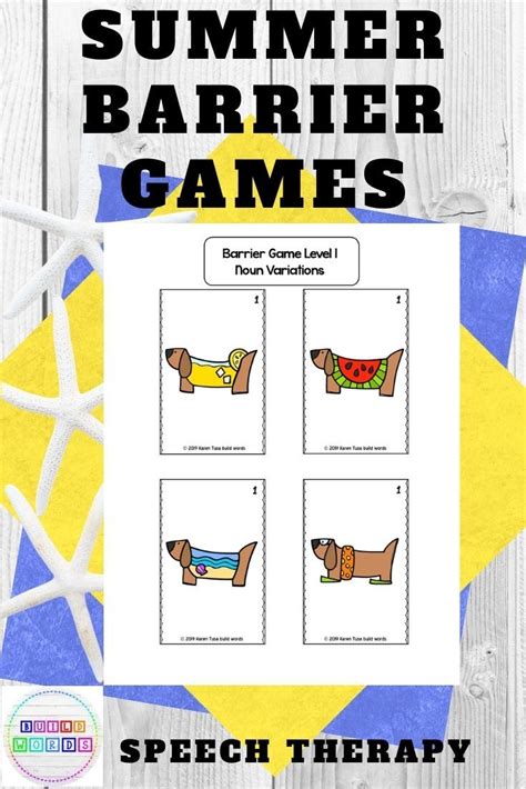 Barrier Games With Rating Rubrics Summer Vocabulary Speech Therapy Activity Language Therapy