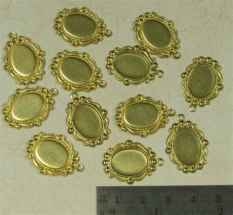 12 Raw Bare Naked Brass 10 X 8 Setting Cameo Cabochon Stone 810 Etsy