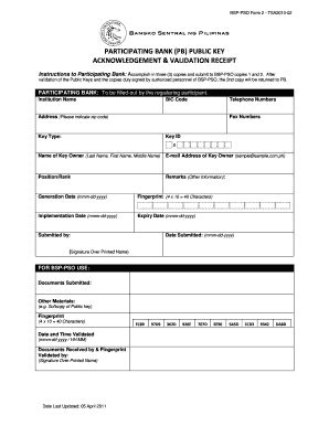 Fillable Online Bsp Pso Form Participating Bank Pb Public Key