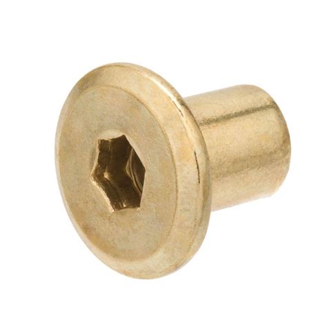 Everbilt 1 4 20 X 12 Mm Coarse Brass Plated Steel Type G Connecting Cap Nuts 4 Pack 81484