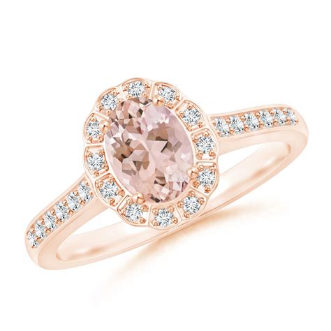 Vintage Style Morganite Diamond Scalloped Halo Ring Angara