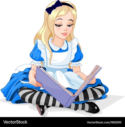 Alice reading a book Royalty Free Vector Image