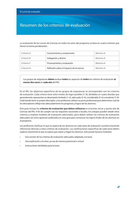 PDF Resumen de los criterios de evaluación colegio Los