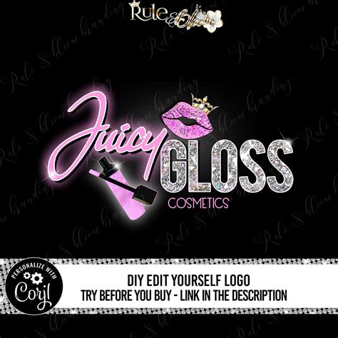 Lipgloss Logo Design Lip Gloss Logo Template Diy Beauty Logo Pink Boutique Logo Design