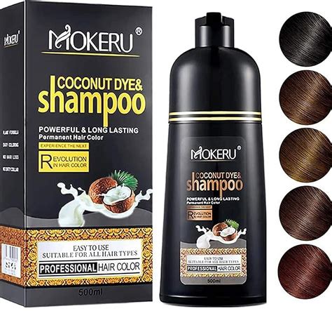 Mokeru Professional Argan Coconut Oil Hair Dye Color Shampoo 500 Ml Instant Fast Acting Long