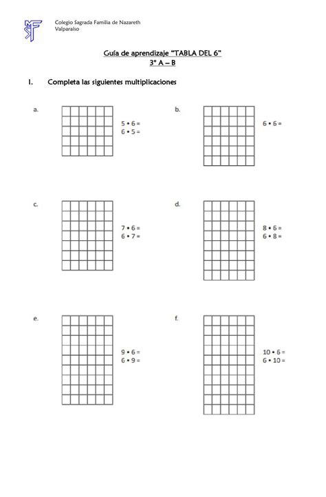 Guía Tabla Del 6 Online Exercise For Live Worksheets