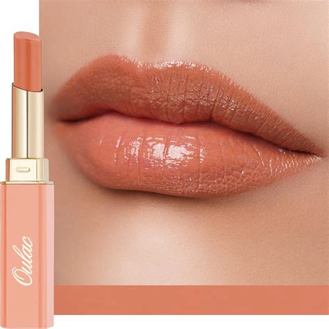 Oulac Nude Peach Lipstick Moisture Shine Lipsticks For Women Tinted Lip Balm For Dry Lips