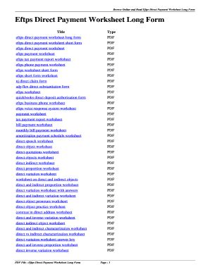 Eftps Direct Payment Worksheet Long Form Fill Online Printable